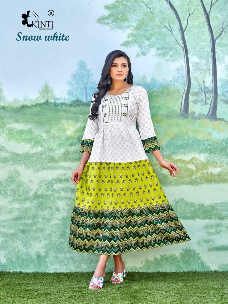 Snow White By Kinti Printed Anarkali Kurtis Catalog